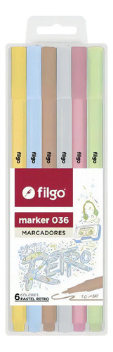 Marcadores Filgo Marker 036 Pastel Retro Estuche X 6 Colores