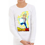 Polera Manga Larga Niño Dragon Ball Vegeta 100% Algodón 