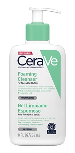 Cerave Gel Limpiador Facial Espumoso Piel Normal Grasa 236ml