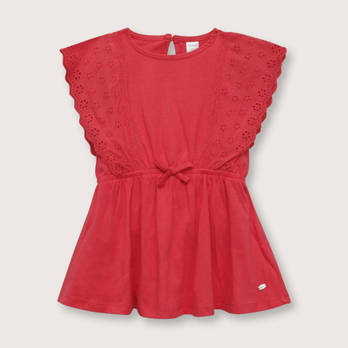 Vestido De Bebés Detalle Broderie Rojo (6m - 4a)