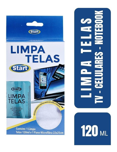 Limpa Telas Start 120ml + Pano Microfibra Notebook/ Celular