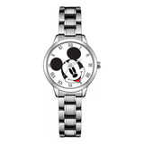 Reloj Mickey Mouse Acero Dama Mickei + Estuche