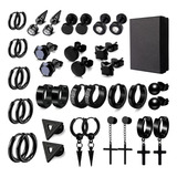 Aretes Para Hombre Mujer Con Piercing Pendientes Negro 19pcs