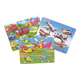 Rompecabezas Pack X3 Puzzle Infantil Aviones Y Autos