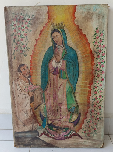 Cuadro Antiguo Arte Sacro Siglo Xix Aparición De La Virgen