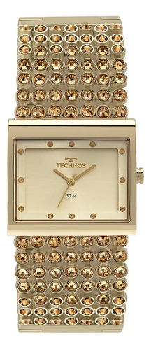 Relógio Technos Feminino Crystal Quadrado 2035myn/1d Dourado