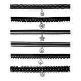 Colar Gargantilha Choker Com Renda Preto Atacado 6 Unidades