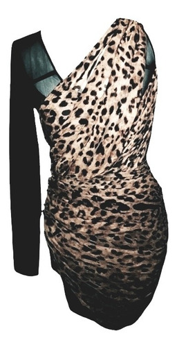 Vestido, Fiesta, Tul Elasticado/gasa Animal Print, Talla Xs