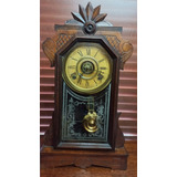Antiguo Reloj De Pared De Cuerda Con Péndulo E. Ingraham Usa
