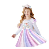 Vestido Niña, Vestido De Unicornio Con Lentejuelas, Calsico 