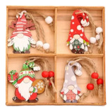 12 Adornos Navideños Decoración Navidad Gnomos De Madera