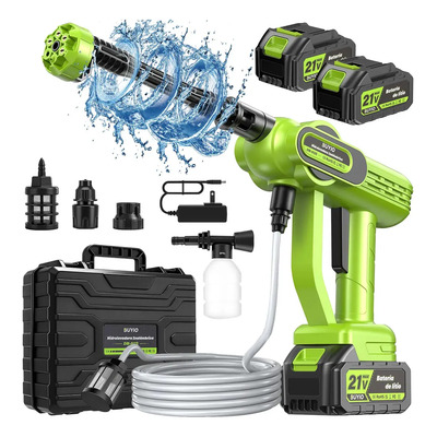 1500w Pistola Hidrolavadora Electrica 6en1 3000psi Inalambrica Con 5m Tubo De Agua Para Autolavado, 8l\u002Fmincon 2 Baterías*13000mah | Envío gratis