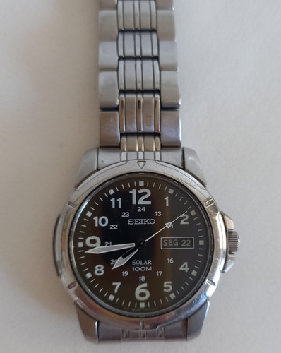 Relógio Seiko Solar 100 M Men`s Black Watch