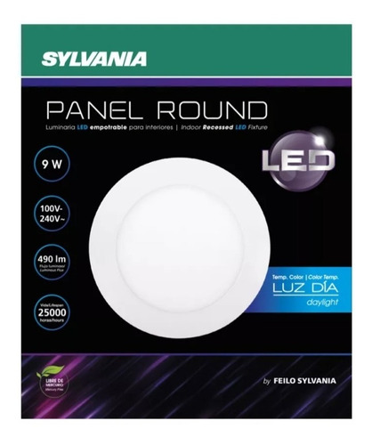 Panel Led Redondo Incrustar / Sylvania 9w 5 PuLG / Luz Blanc