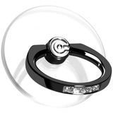 Anillo Soporte Para Celular Transparente C/ Strass- Negro