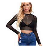 Blusa Transparente Com Top Sutiã Sem Bojo Conjunto Luxo 0168