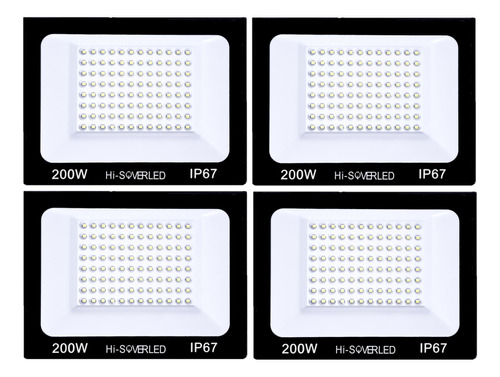 Kit 4 Refletor Led 200w Smd Prova Dágua Ip66 Holofote 6500k