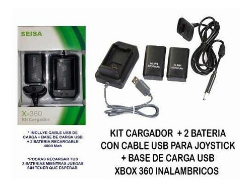 Kit Cargador Xbox 360 4 En 1 2 Baterias+cargador+cuna