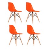 Cadeira De Jantar Empório Tiffany Eames Dsw Madera, Estrutura De Cor  Laranja, 4 Unidades