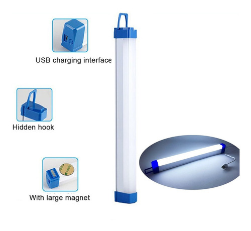 Luces Luz Emergencia Led Camping Recargable Usb 17cm Potente