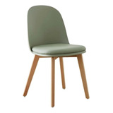 Silla Vita Tulip Eames Pata Madera Haya Verde Agua Gris 