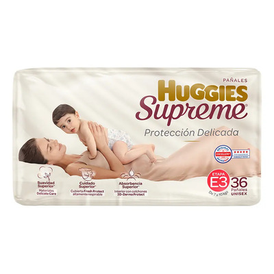 Pañales Huggies Supreme etapa 3 unisex 36 piezas | MercadoLibre
