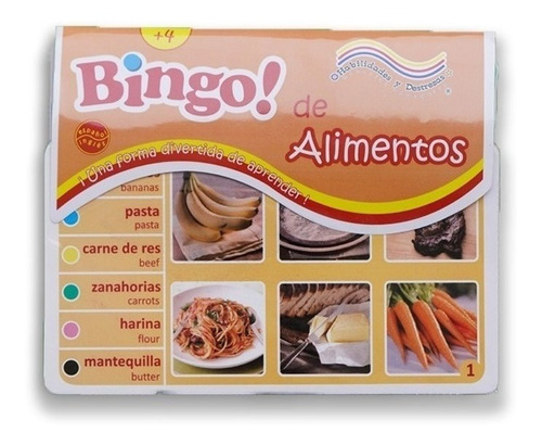 Bingo Juegos Mesa Alimentos Infantil Didáctico 12 Tableros