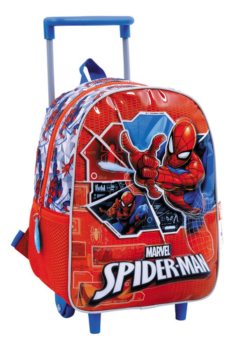 Mochila 12 Pulgadas Carro Spiderman Tech Wabro - 38214s Roja Color Rojo 38214