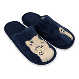 Pantufa Infantil Criança Calçado Inverno Frio Gatinho Azul