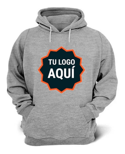 Buzo Canguro Gris Personalizado Tu Logo Imagen Foto Frase 