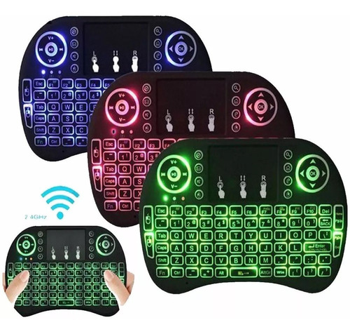 Mini Teclado Inalambrico Luz Smart Tv Box Wireless Bateria C