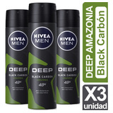 Desodorante Nivea Deep Black Carbon Amazonia 150ml Pack X 3