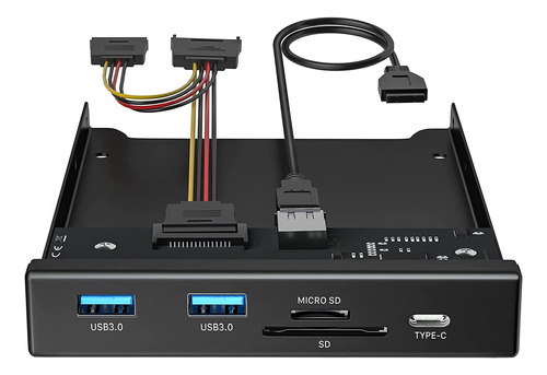 Byeasy Hub Usb 3.0 Con Panel Frontal, 5 Puertos Hub Usb Inte