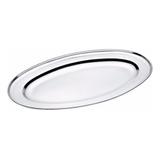 Kit 20 Travessa Bandeja 30cm Aço Inox Porção Oval Batata