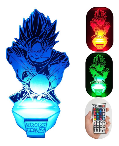 Lampara Led Colores Dragon Ball Goku Base Personalizable 