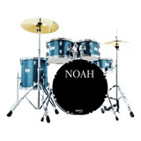 Bateria Acústica Noah Sc5 Blue Sparkle Bumbo 20 Completa Cor Azul-aço