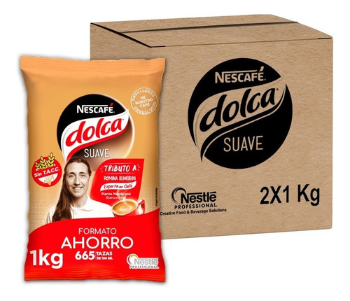 2 Bolsas Nescafé Dolca Suave 1k, Nestlé, Café Instantaneo