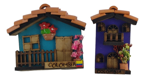 X2 Balcón Colonial - Imán Nevera Artesanía Típica Colombiana