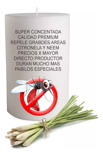 Vela Citronela +150 Hs Intensa Mosquitos Repele Insectos Fab