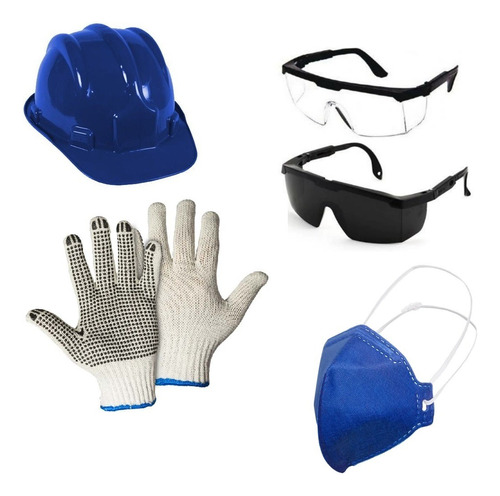 Kit Epi Proteção Trabalho Capacete Luva Óculos E Máscara