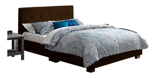 Set Recámara Nick King Size Suede Chocolate Cabcera Cama