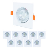 Kit 10 Spot Quadrado Embutir Direcionável C/ Led 5w Frio Cor Branco Frio 110v/220v