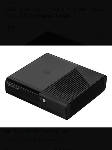 Xbox 360e Usado S/ Controle Com Kinect 