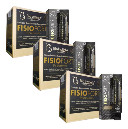 Kit 36 Pomada Massageadora Premium Fisiofort Preto Atacado