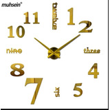 Reloj De Pared 3d Tamaño Grande 100 X 100 Cm Color Dorado