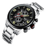 Reloj Hombre Nibosi Cronógrafo Esfera Grande Negro 2336