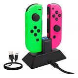 Base Dock Cargador Dual Led 2 En 1 Para Controles Switch