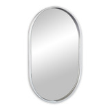 Espelho Oval Corpo Inteiro Com Moldura Prata Sala Banheiro