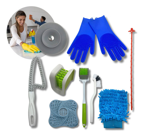 Kit Cepillos Guantes Limpieza Cocina Baño Hogar 