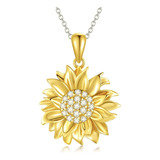 Collar Girasol Plata 925 Bañado Oro 18k Mujer Joya Juvenil